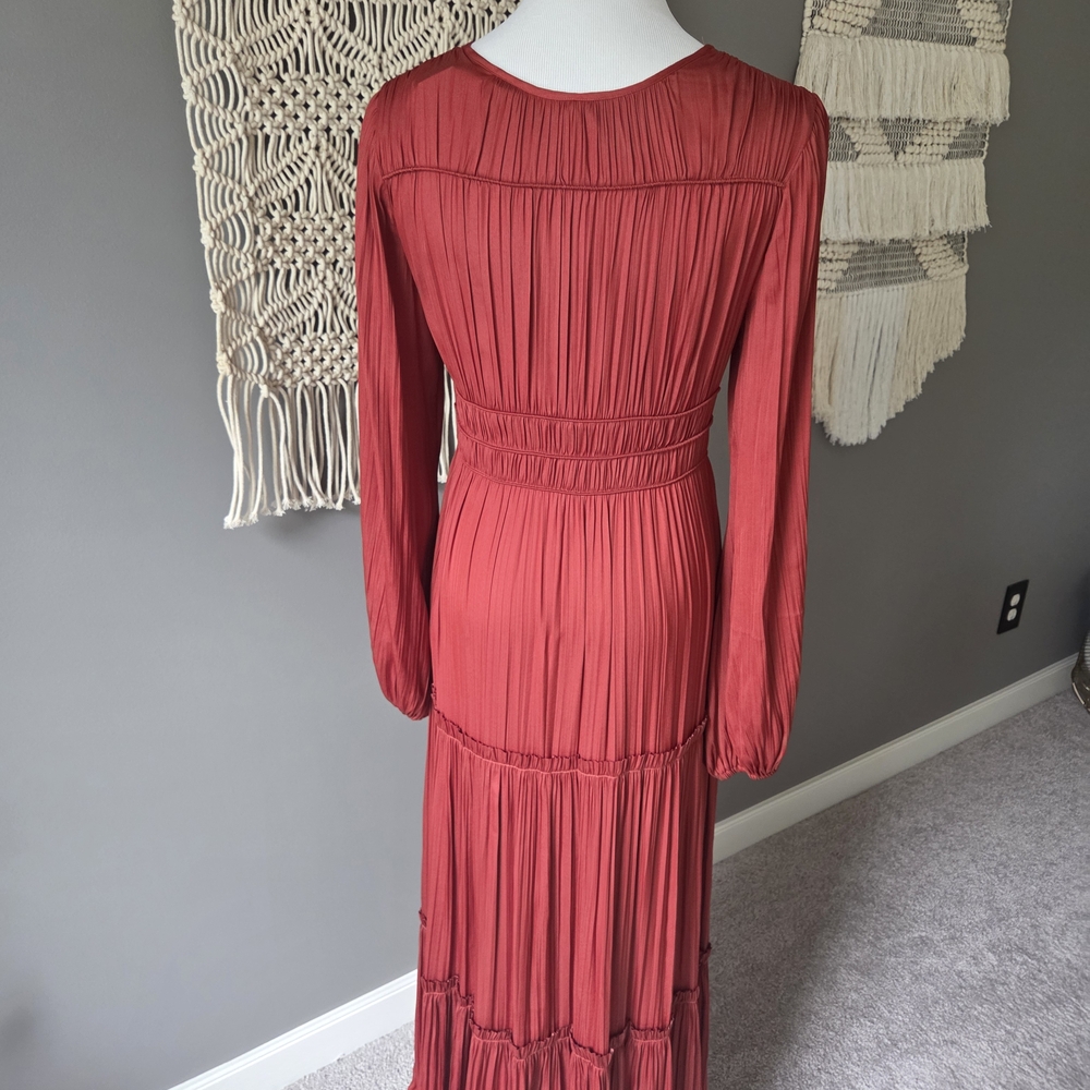 Anthropologie Deep Red Long Sleeve Dress - Picture 2 of 6